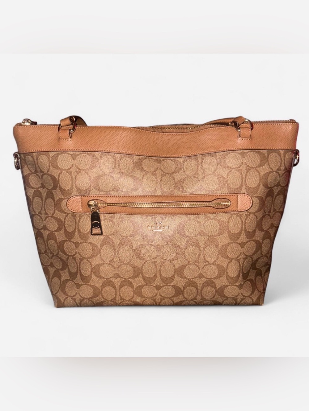 Coach Signature Canvas Tote in Tan and Brown